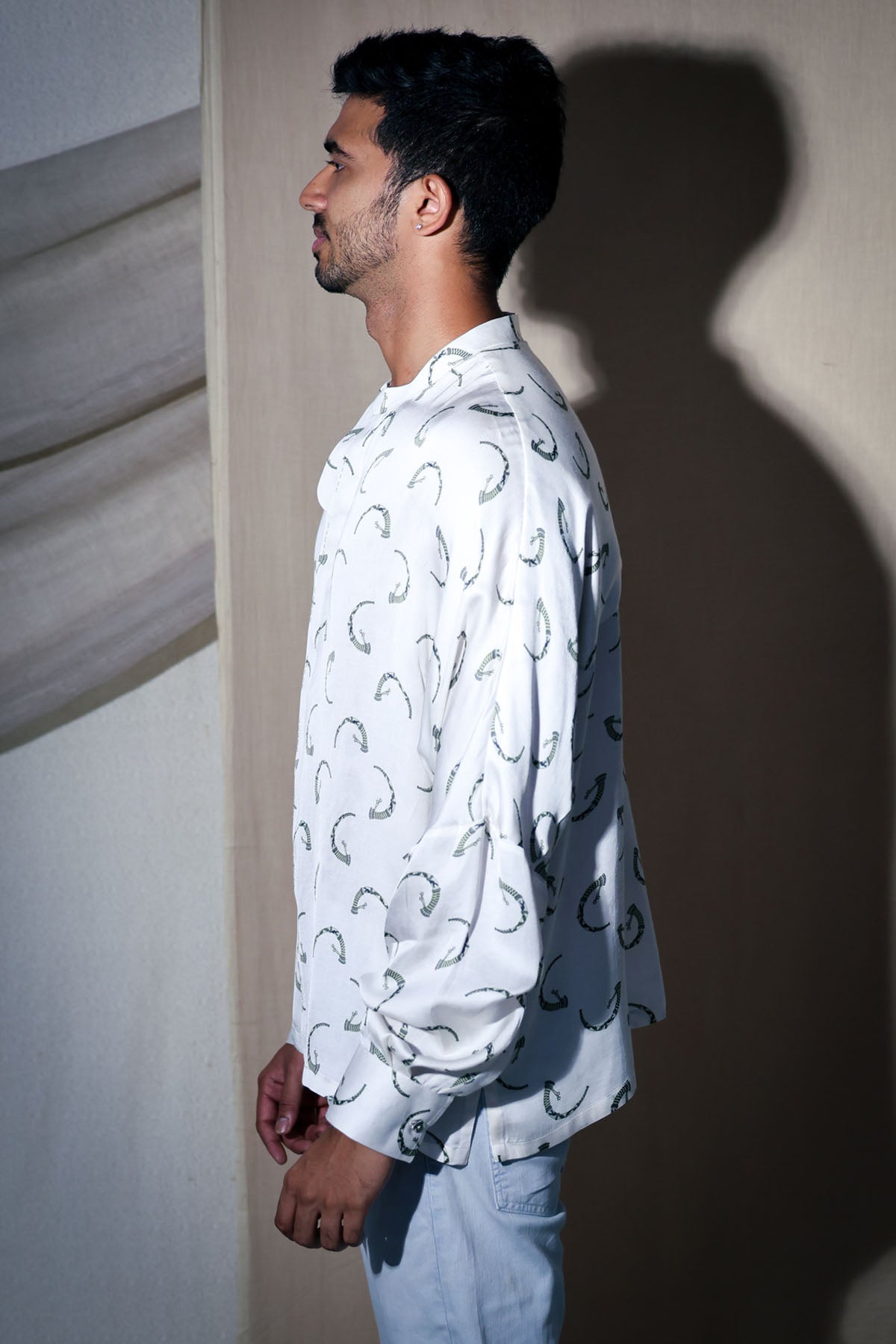 White Printed Placket Shirt