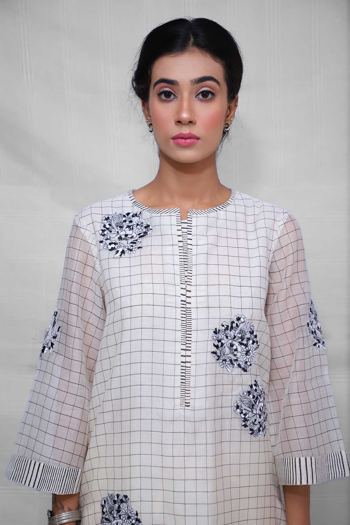 White Printed Straight Kurta Set