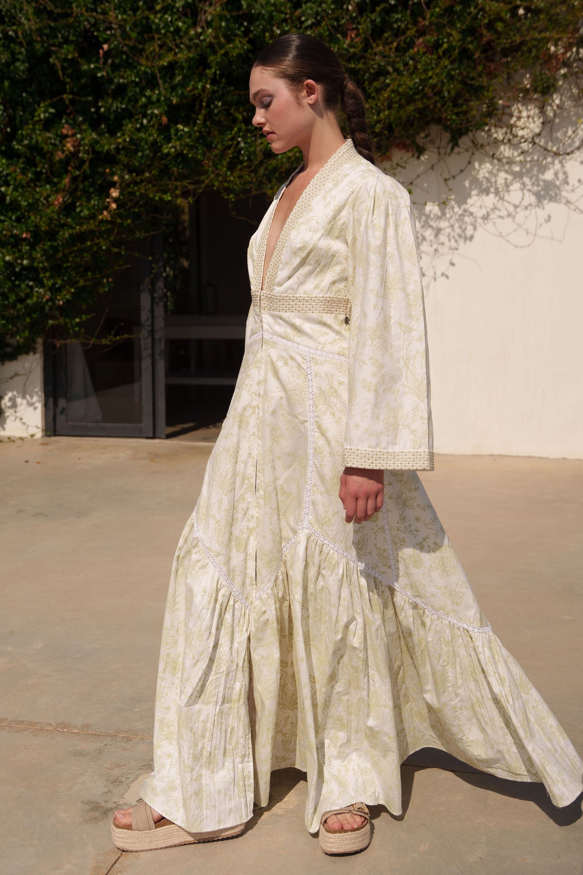 White Printed Tiered Maxi Dress