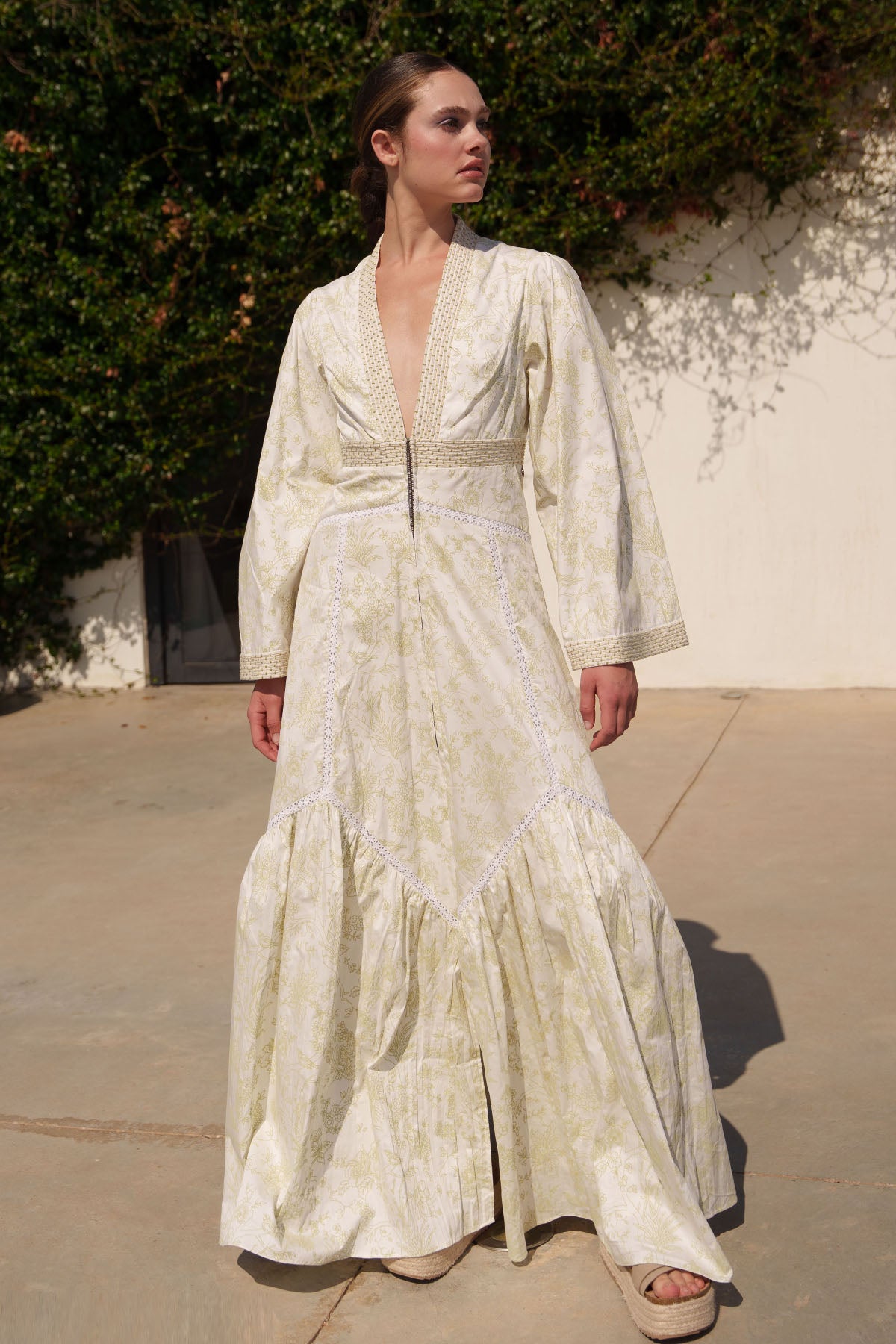 White Printed Tiered Maxi Dress