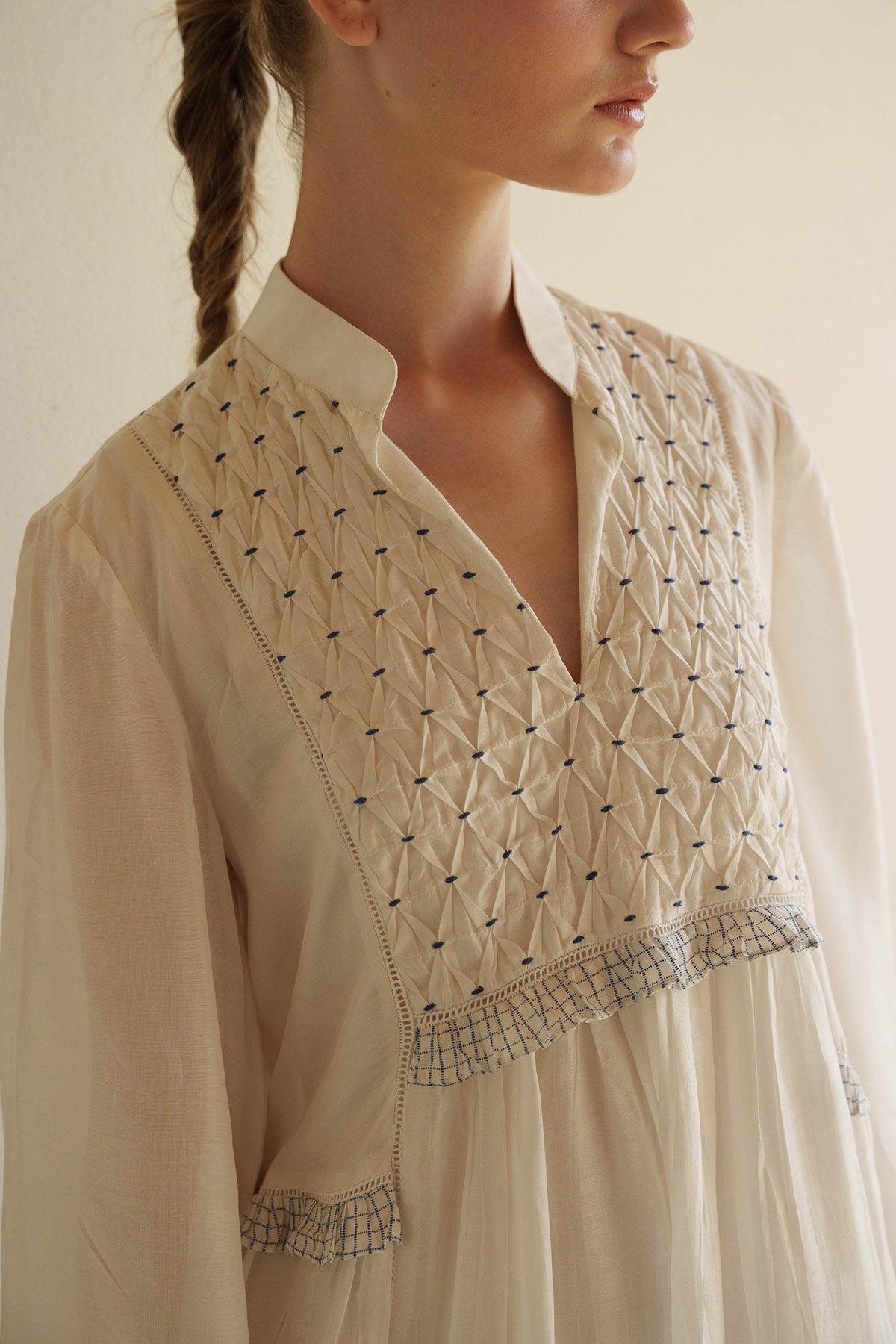 White Printed Tiered Mini Dress