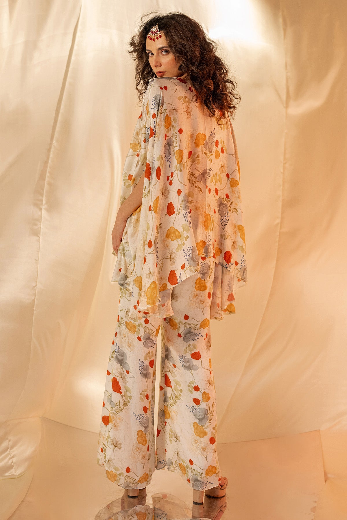 White Printed Top & Flare Pants