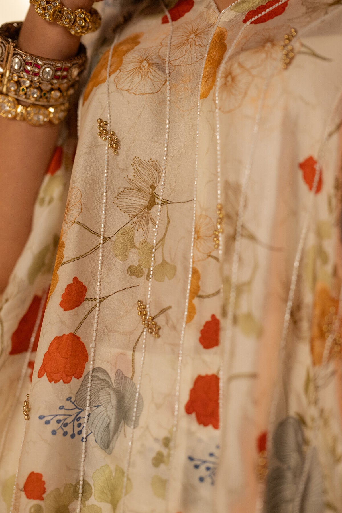 White Printed Top & Flare Pants