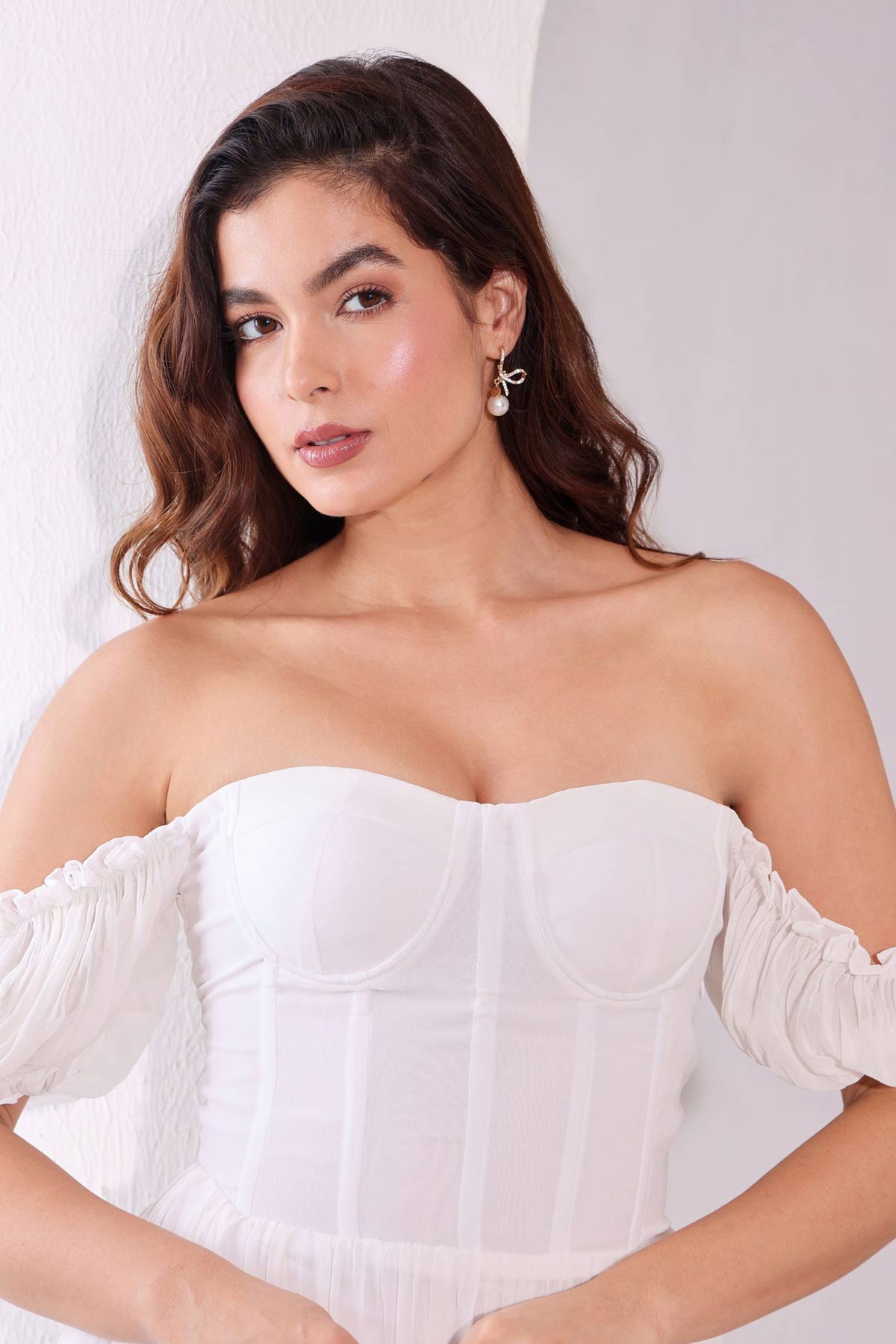 White Puff Sleeves Mini Dress