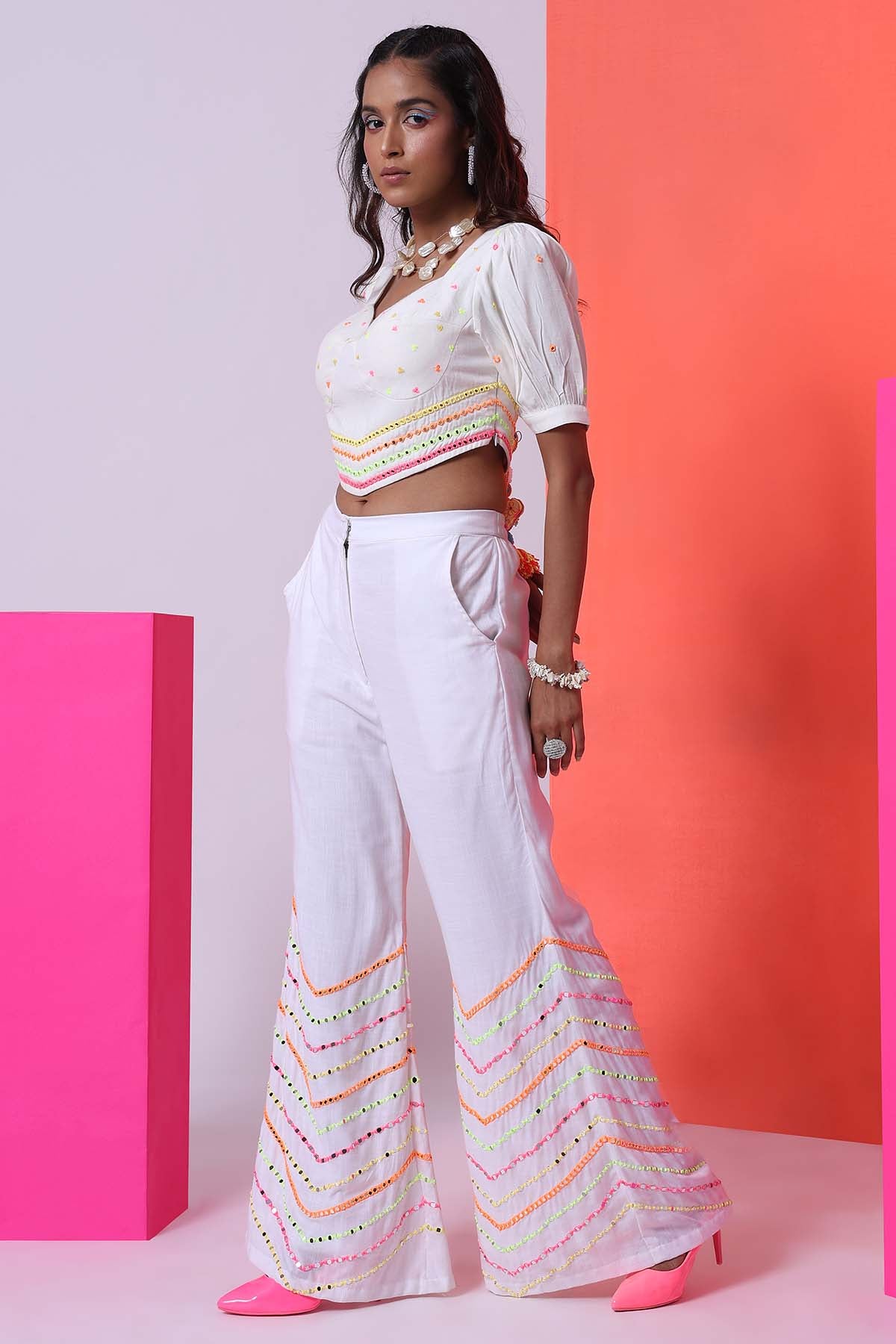 White Puff Sleeves Top & Pants