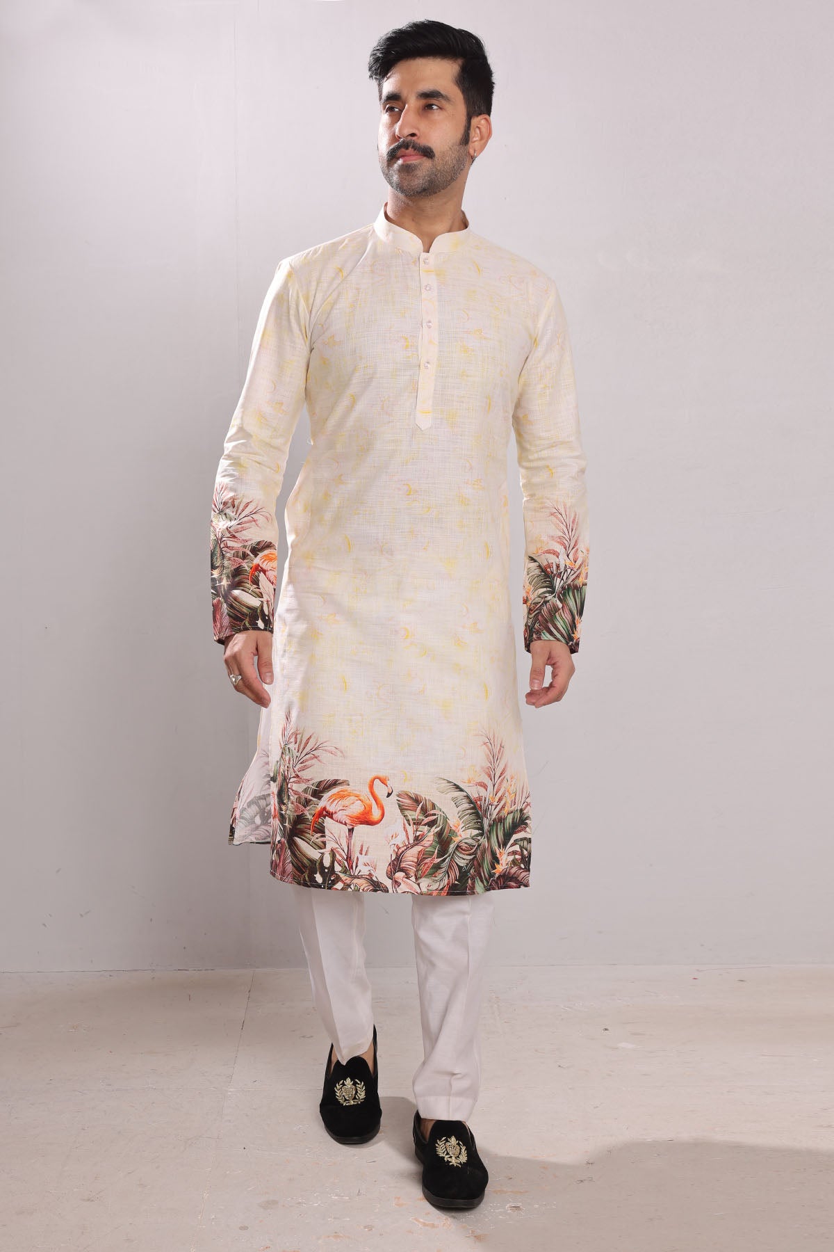 White Pure Cotton Print Kurta