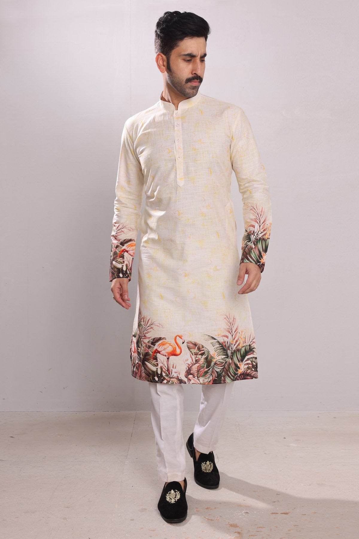 White Pure Cotton Print Kurta