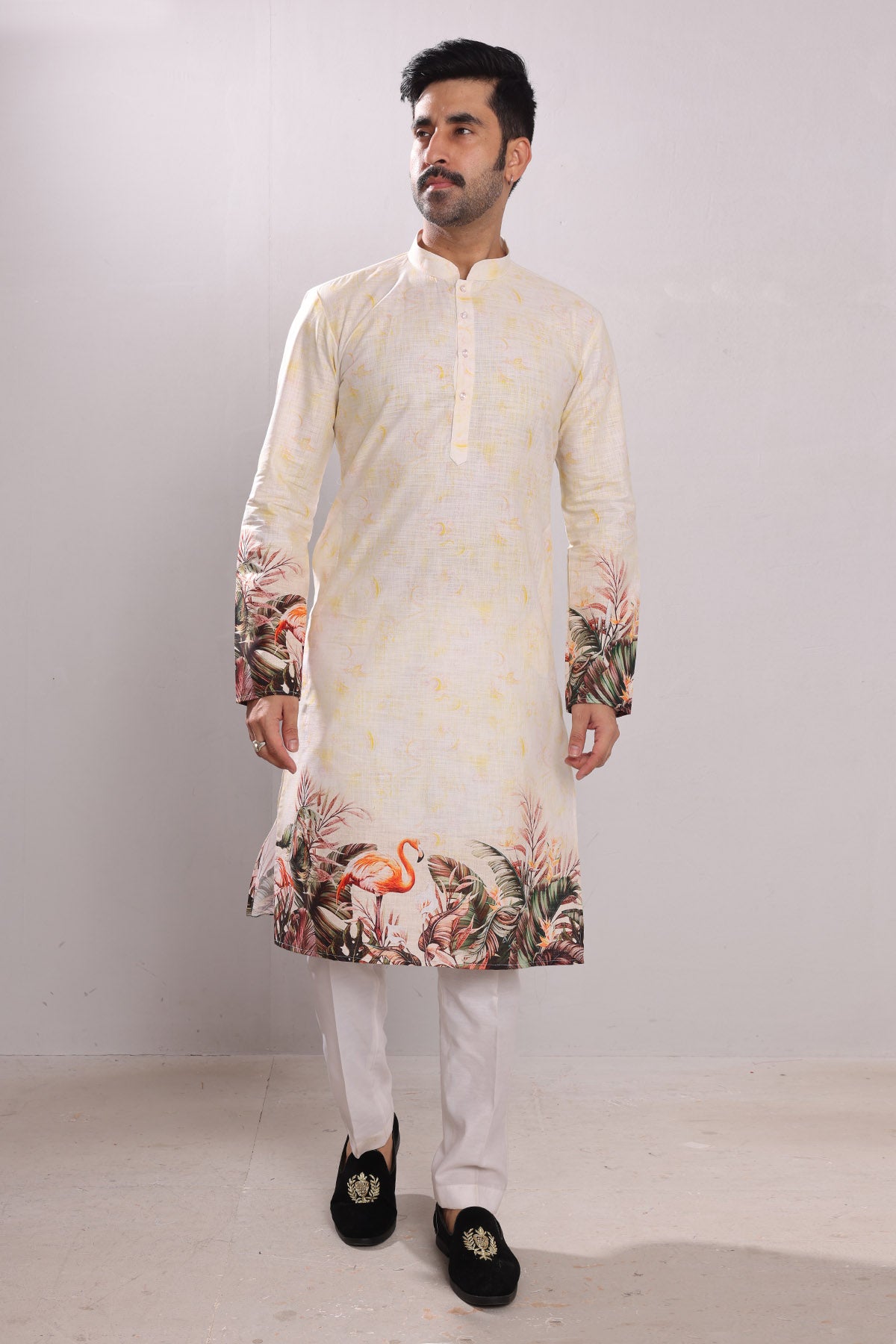 White Pure Cotton Print Kurta