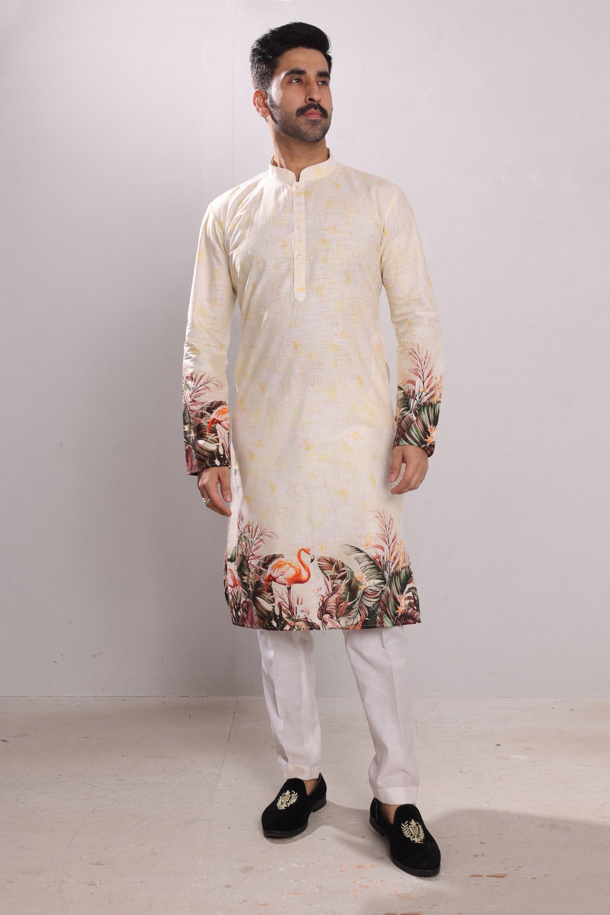 Buy White Pure Cotton Print Kurta by SNEHA B - Men for men online at ScrollnShops