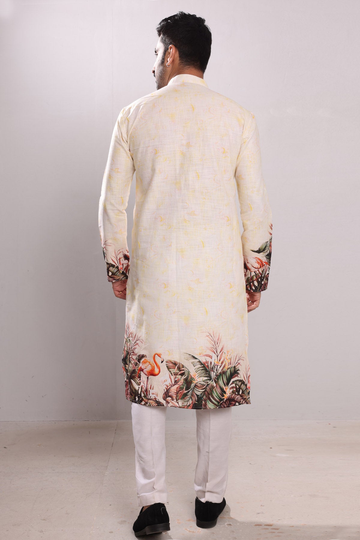 White Pure Cotton Print Kurta