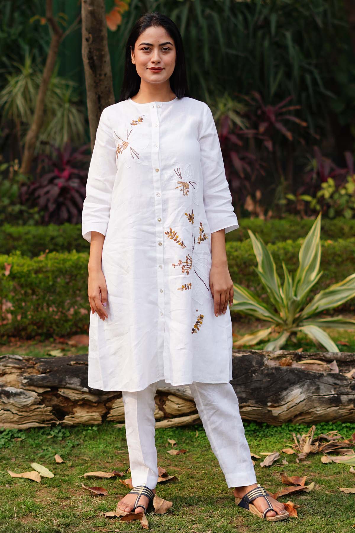 Designer Linen Bloom Timeless Elegance: White Linen Pencil Pants For Women Online at ScrollnShops