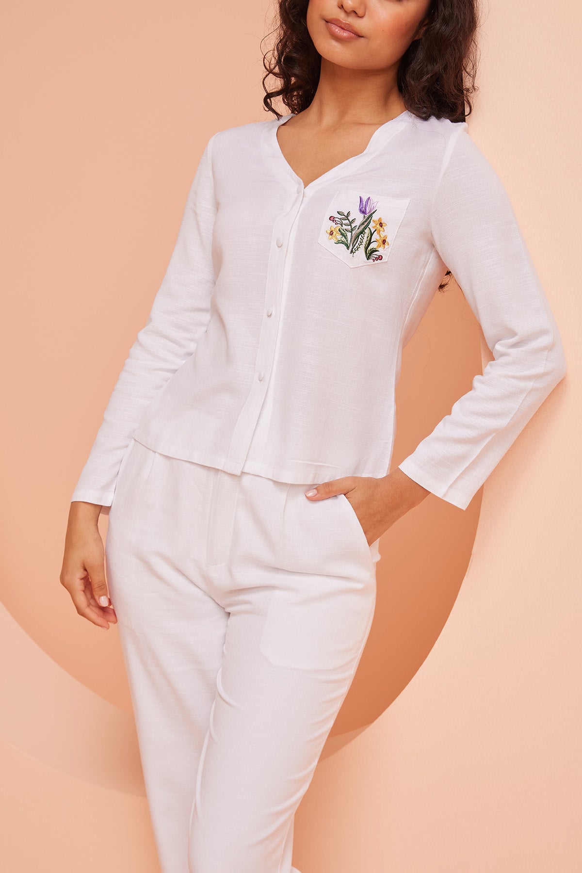 White Relaxed Wide-Leg Pants