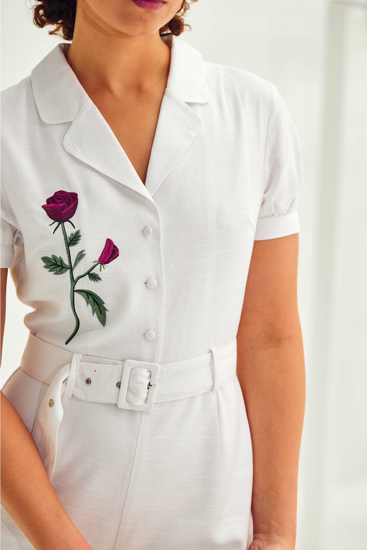 White Rose Embroidered Jumpsuit