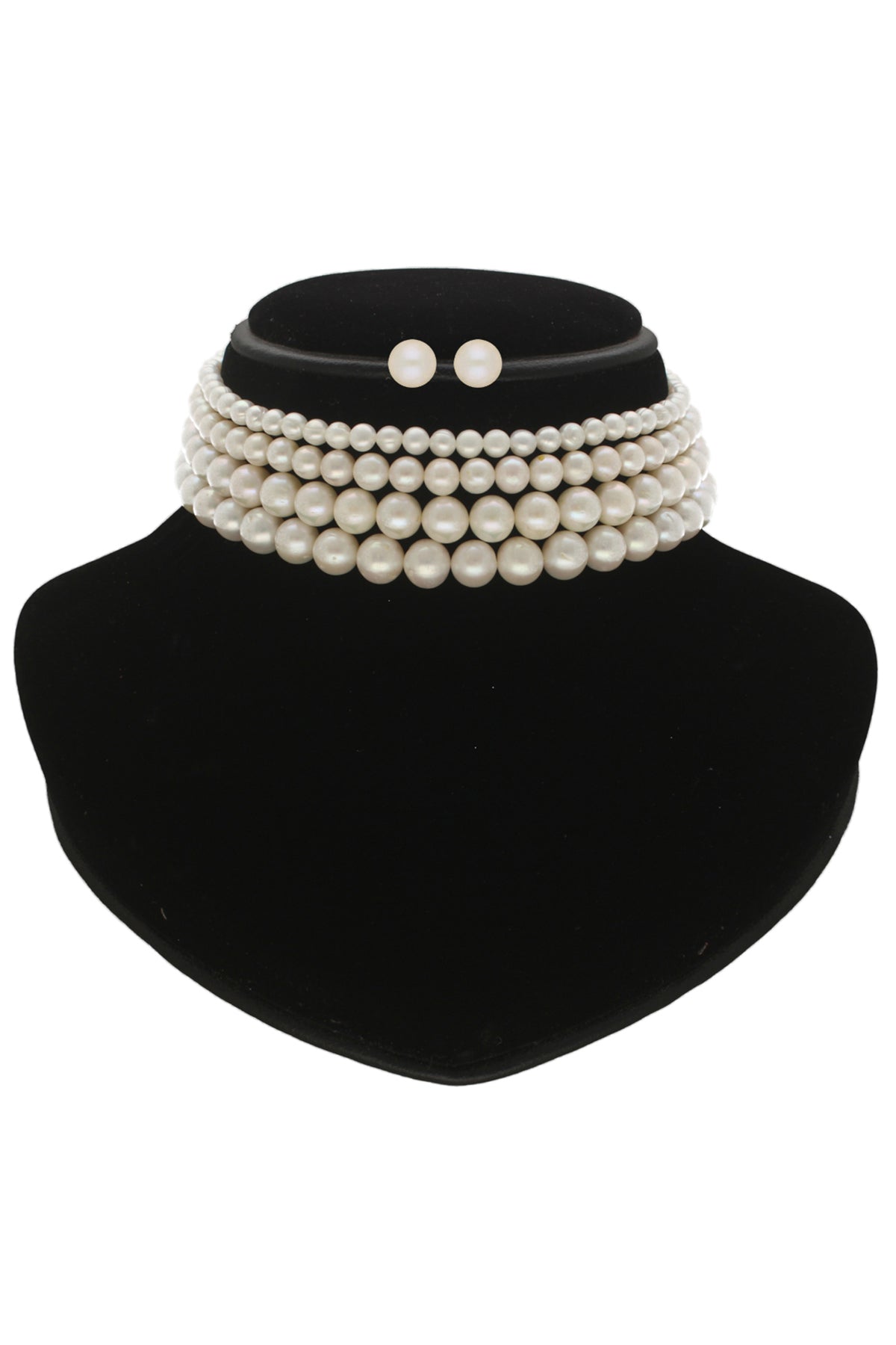 White Round Pearl Choker Set