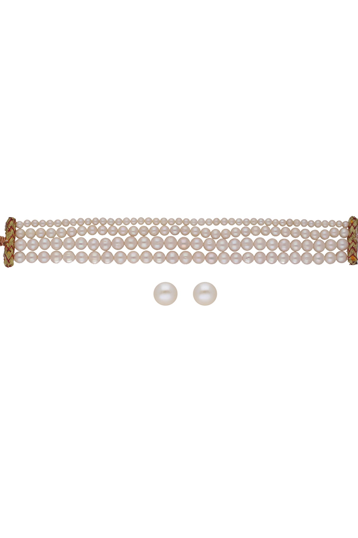 White Round Pearl Choker Set