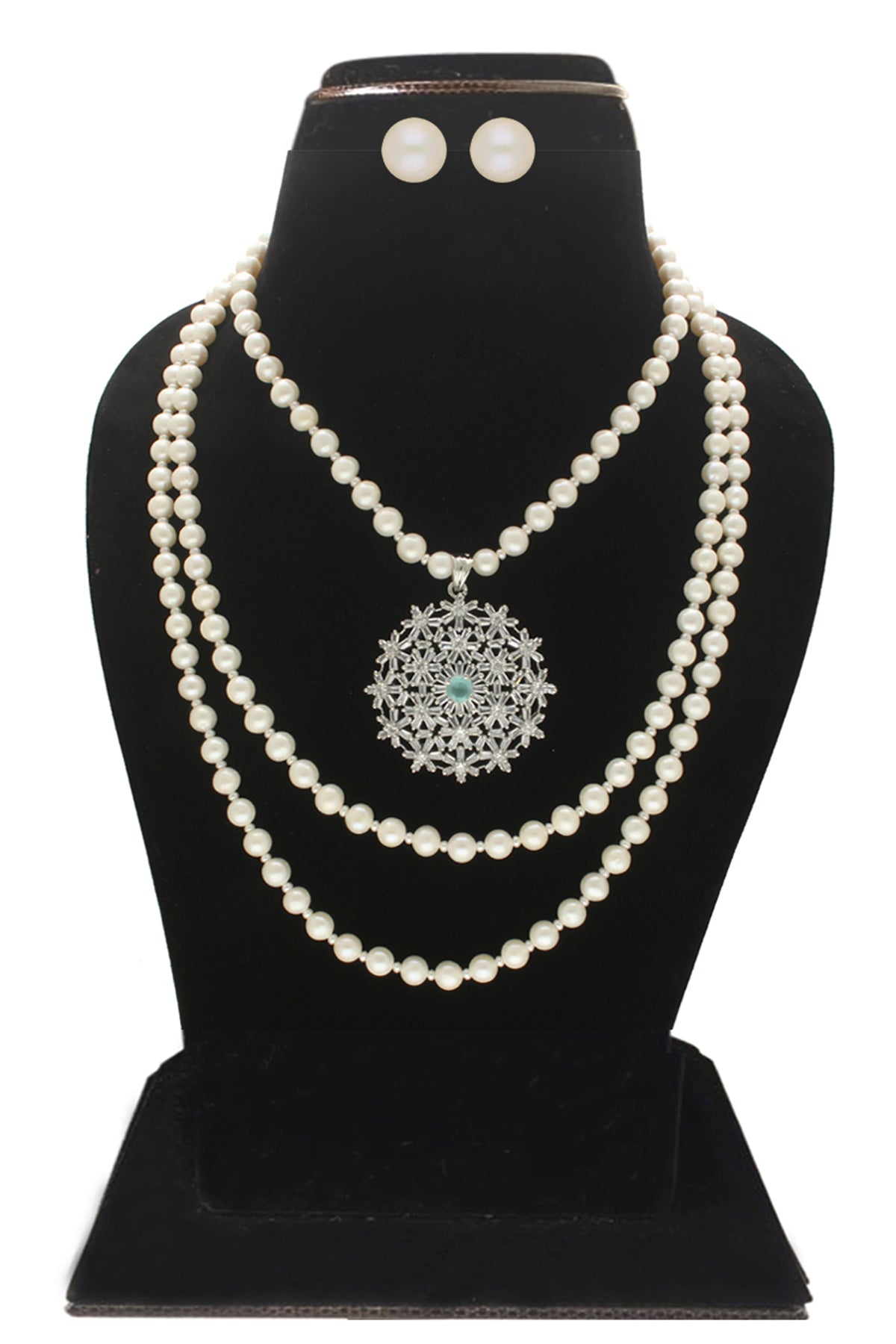 White Round Pearl Necklace Set