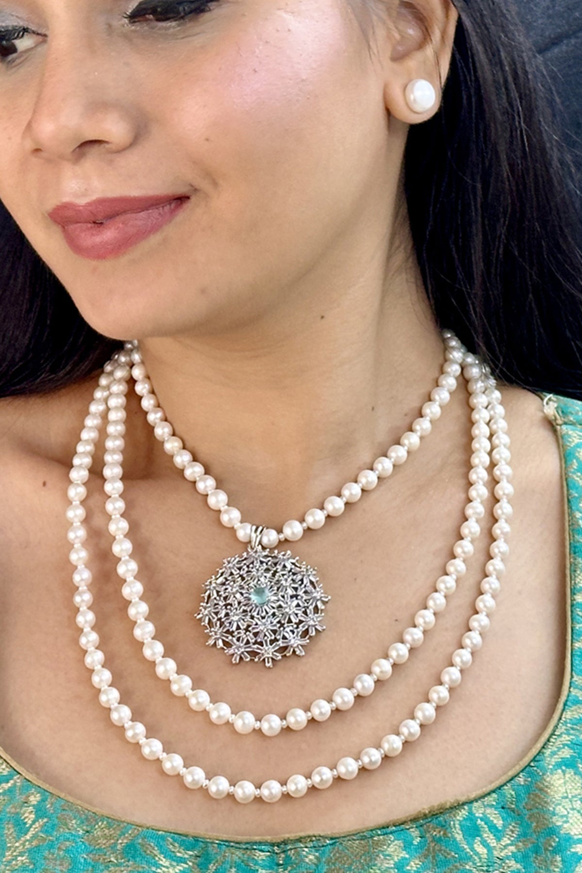Buy White Round Pearl Necklace Set for women by J Pearls online available at scrollnshops