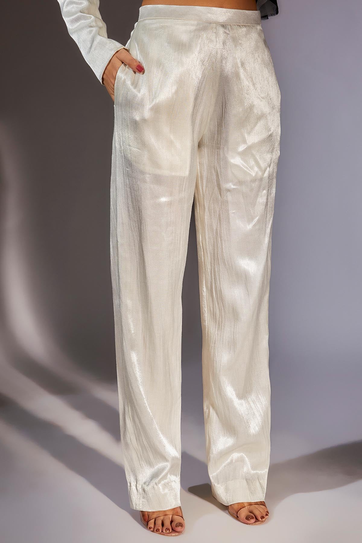 White Ruffle Blazer & Pants