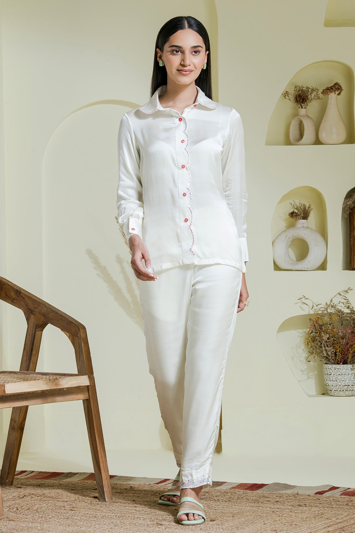 Buy White Sequins Work Co-ord Set by The Maive for women online at ScrollnShops