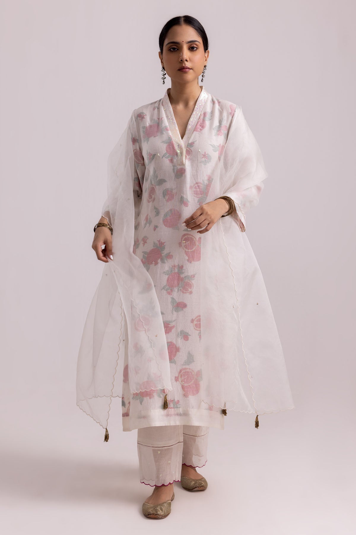 Buy Designer White Sequins Work Kurta Set Online at ScrollnShops