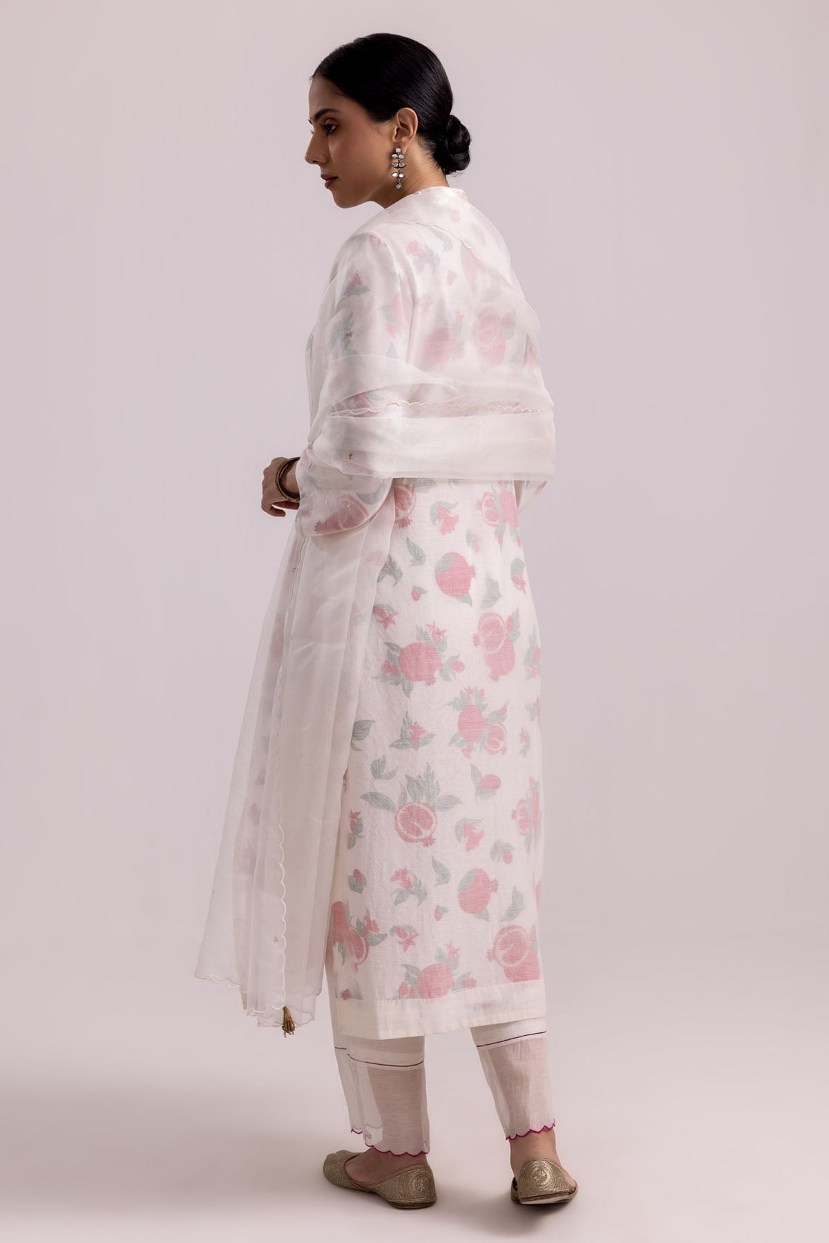 White Sequins Work Kurta Set