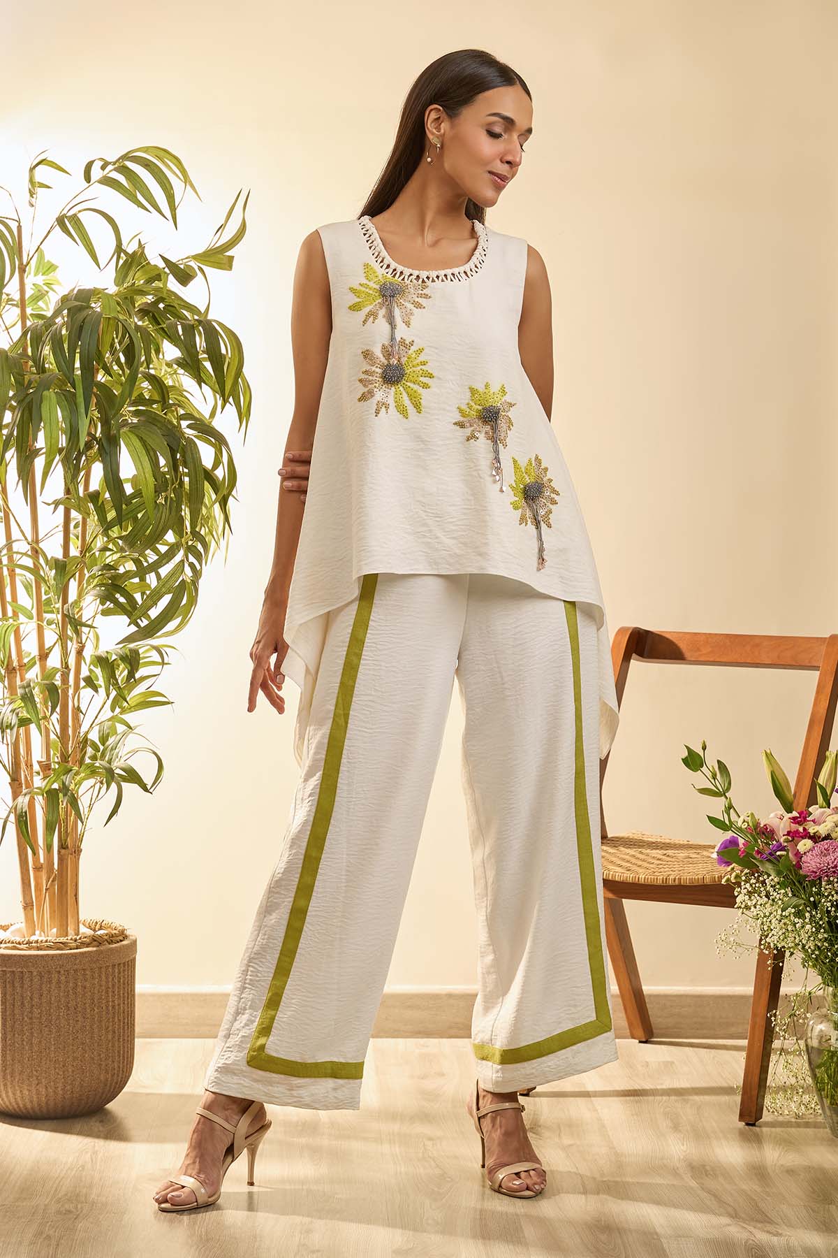 Buy White Sleeveless Top & Pants by Babita Malkhani for women online at ScrollnShops