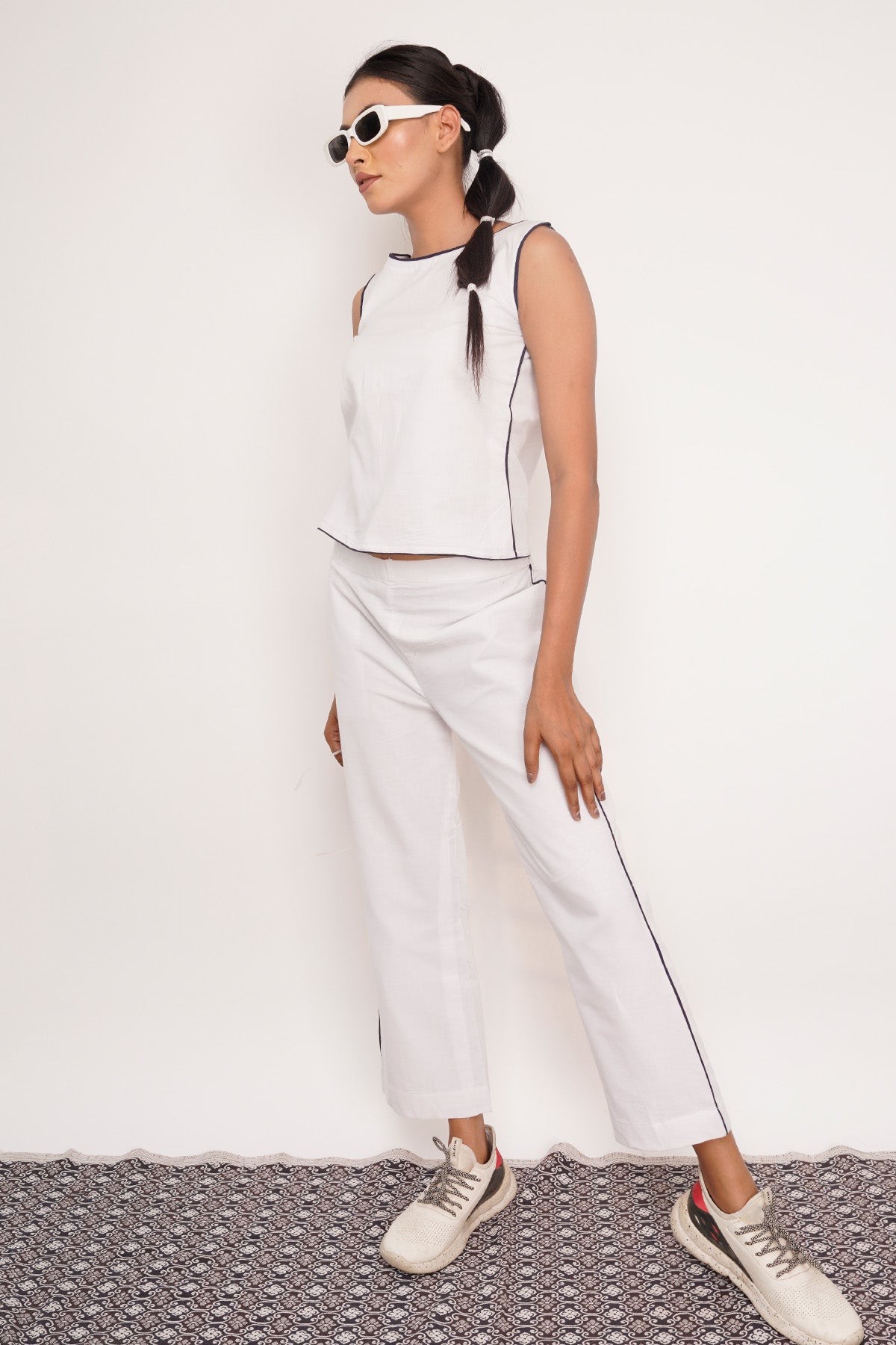 Sleeveless White Top & Pants