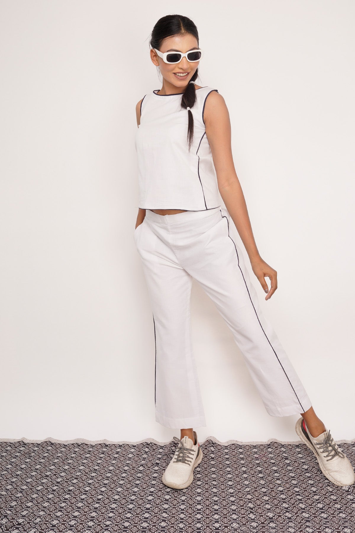 Sleeveless White Top & Pants