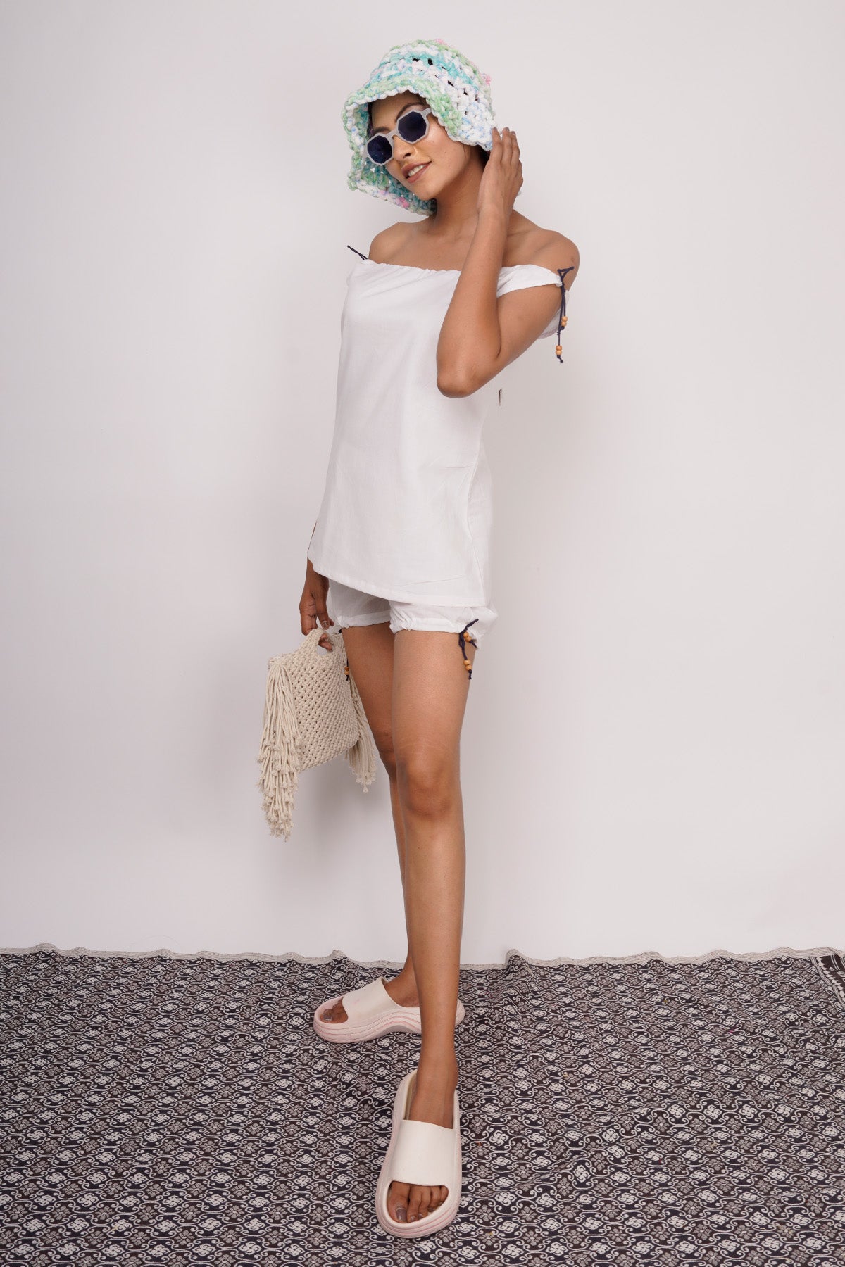 White Sleeveless Top & Shorts