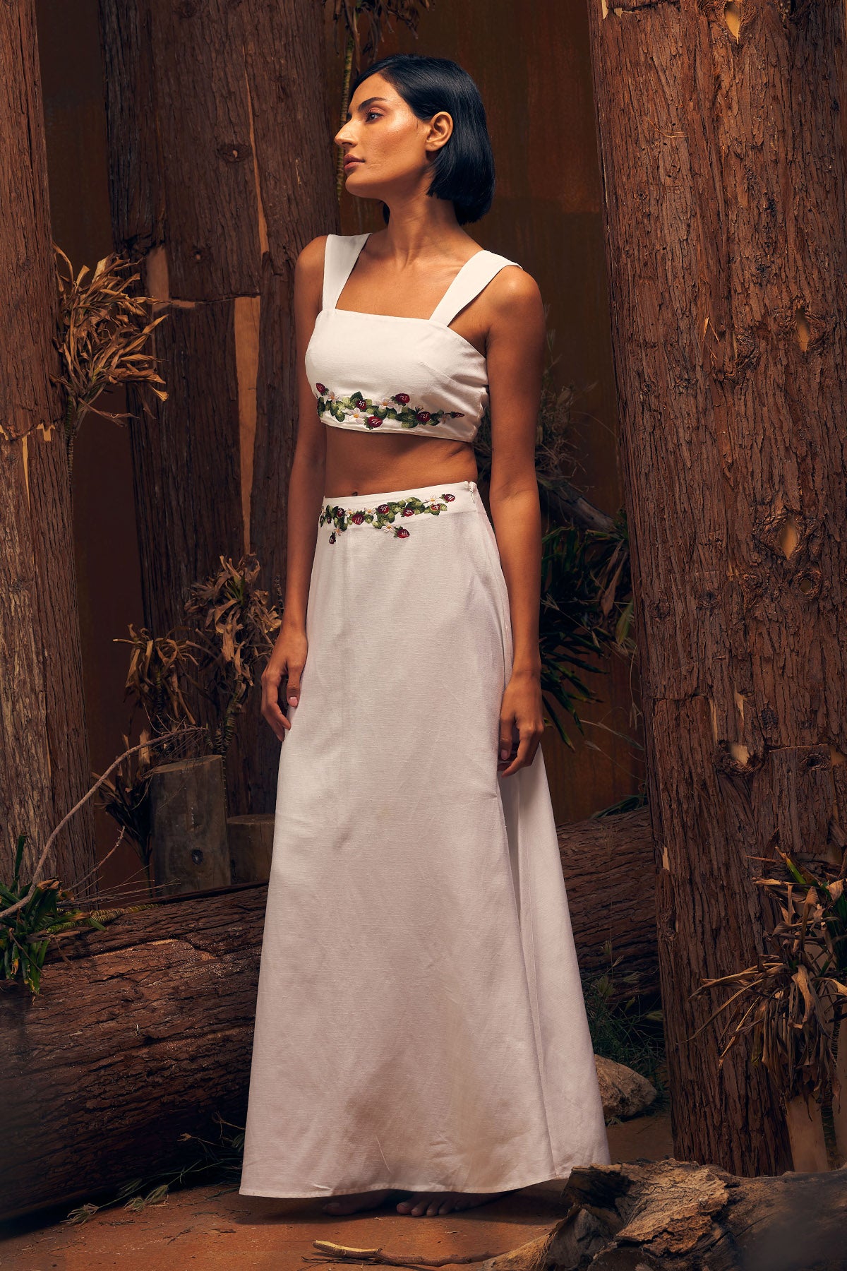 White Sleeveless Top & Skirt