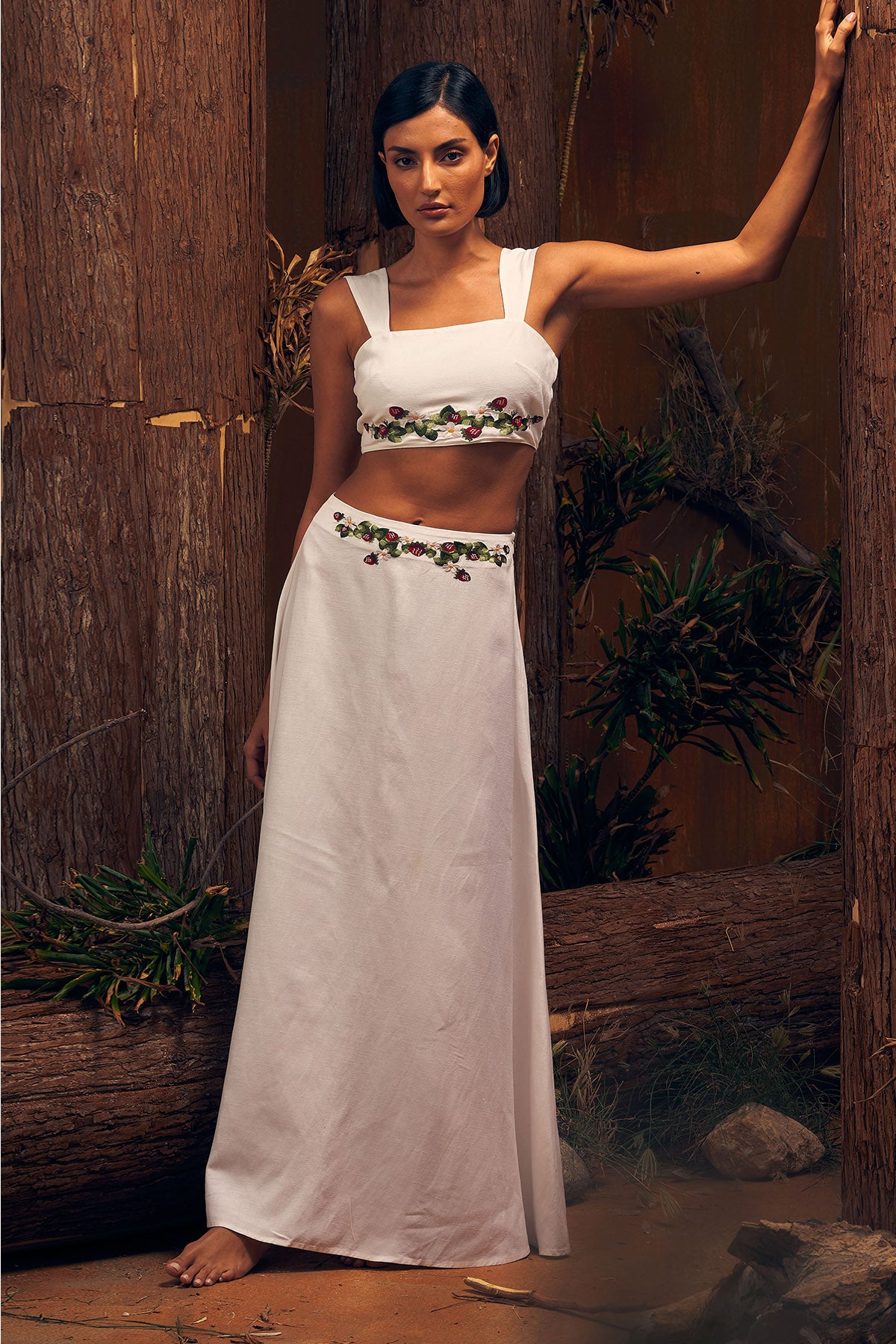 White Sleeveless Top & Skirt