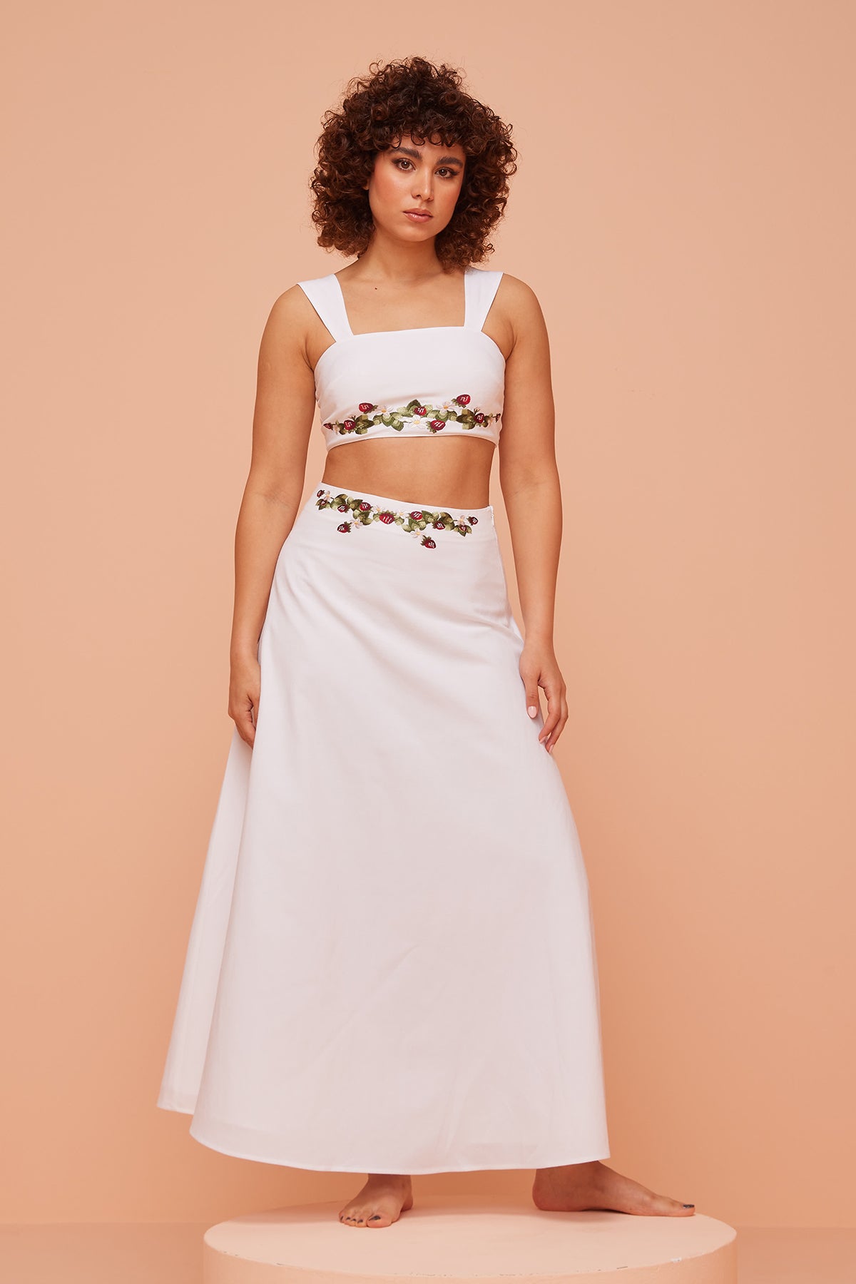 White Sleeveless Top & Skirt