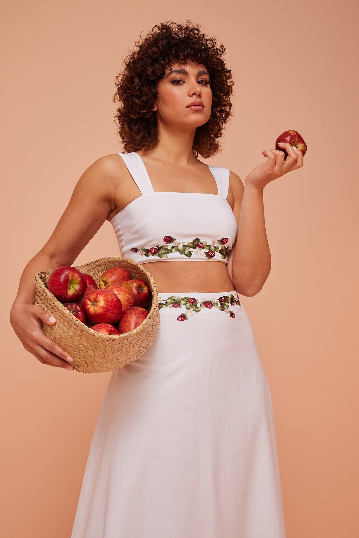 White Sleeveless Top & Skirt