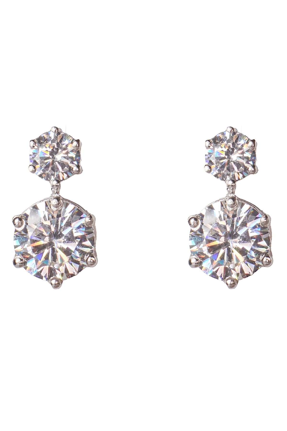 White Solitaire Stud Earrings