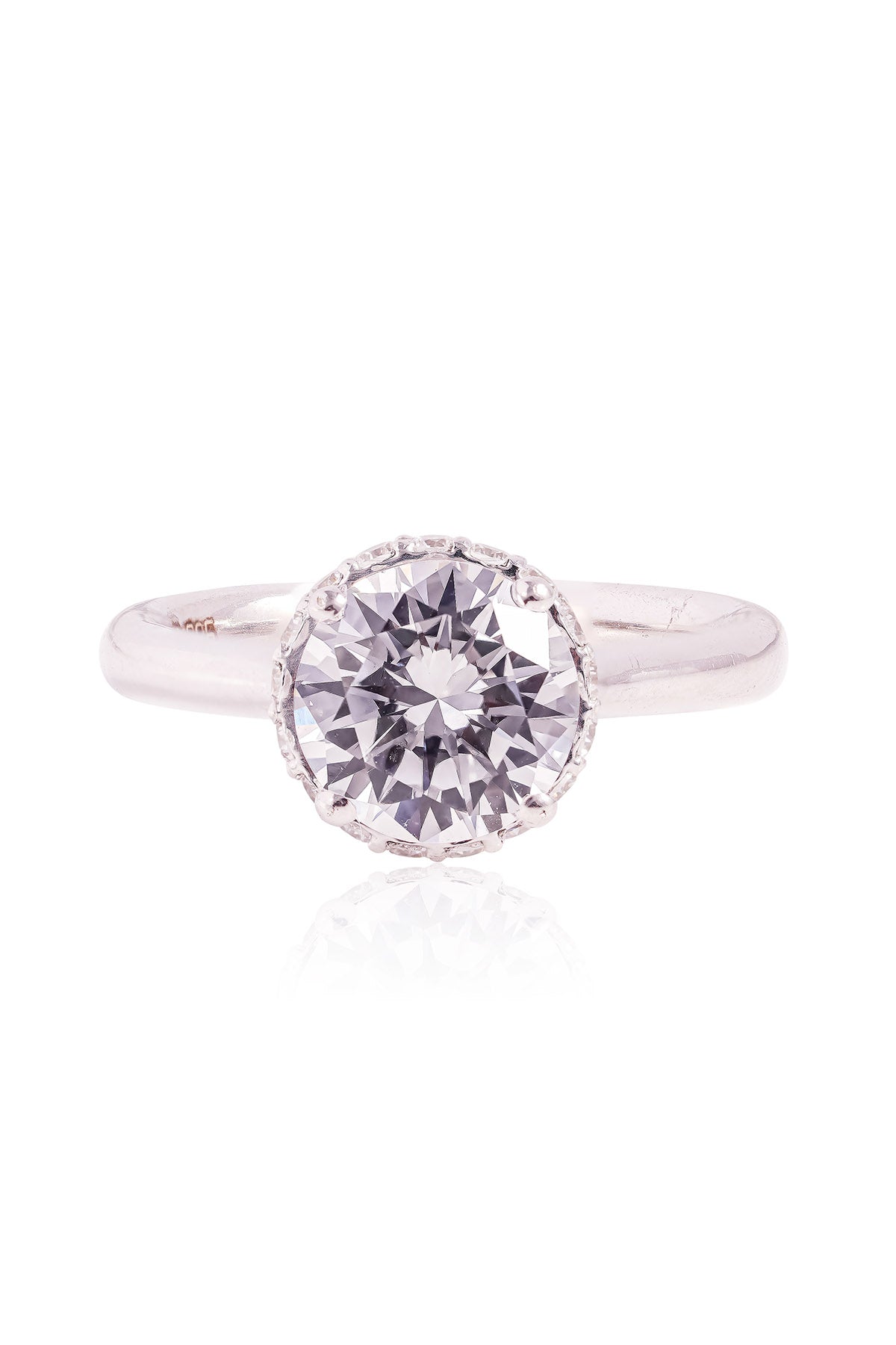 White Stone Round Solitaire Ring