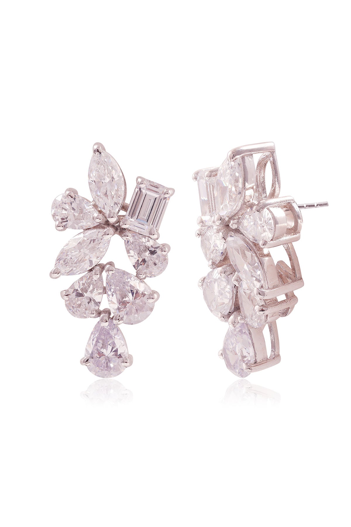 Buy White Stone Work Cluster Studs by Prata for women online at ScrollnShops