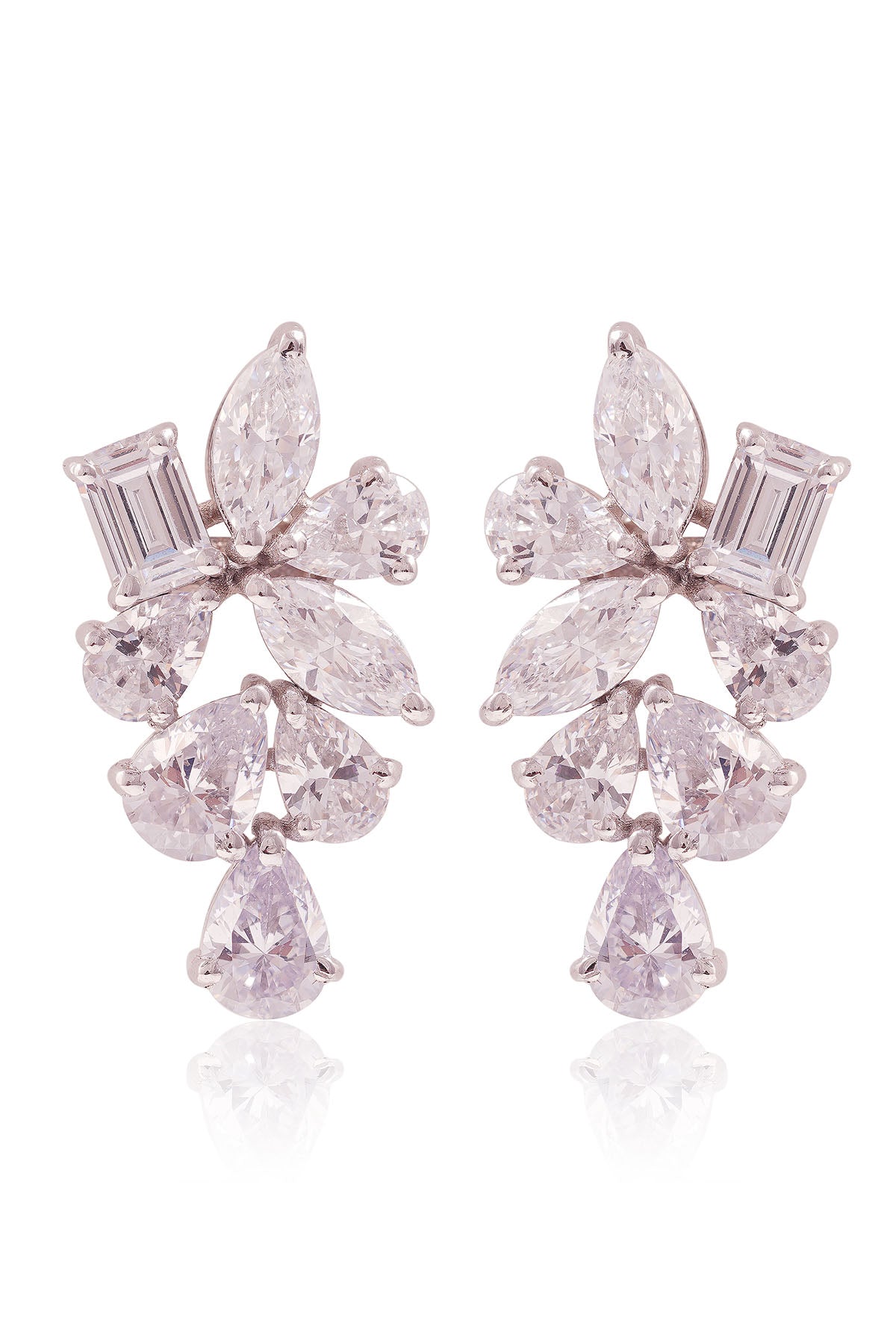 White Stone Work Cluster Studs