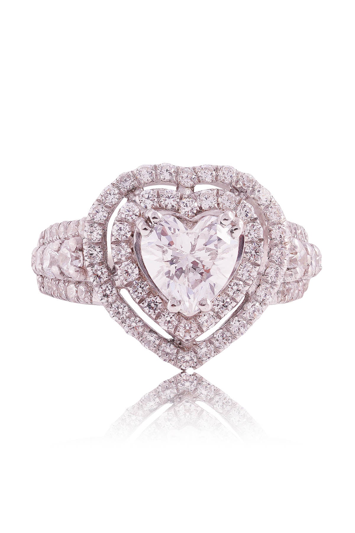 Buy White Stones Heart Shaped Ring by Prata for women online at ScrollnShops