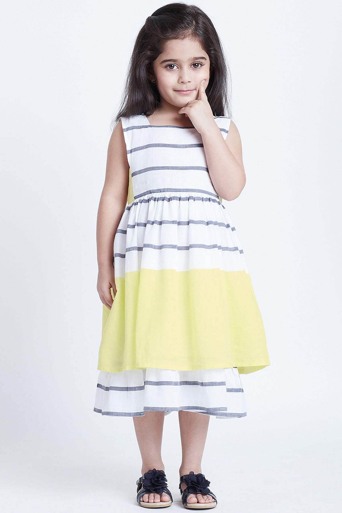 Buy White Stripe Print Midi Dress Online