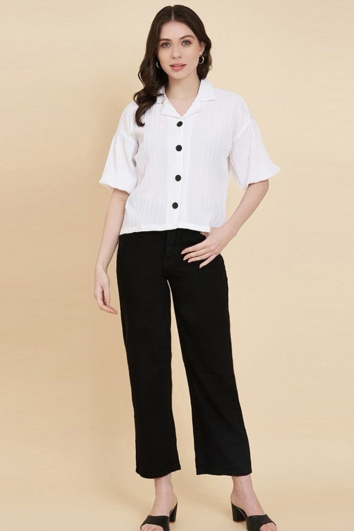 Buy White Sugarcane Popcorn Shirt for women by Aastha Fashion online available at scrollnshops