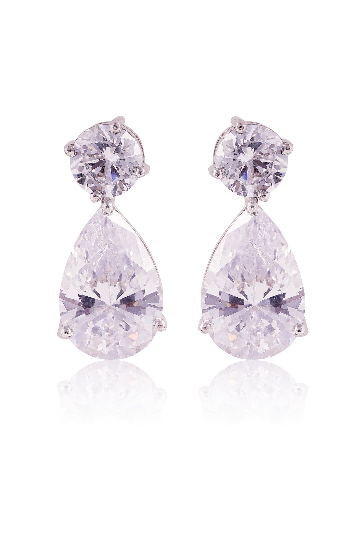 White Teardrop Danglers Earrings