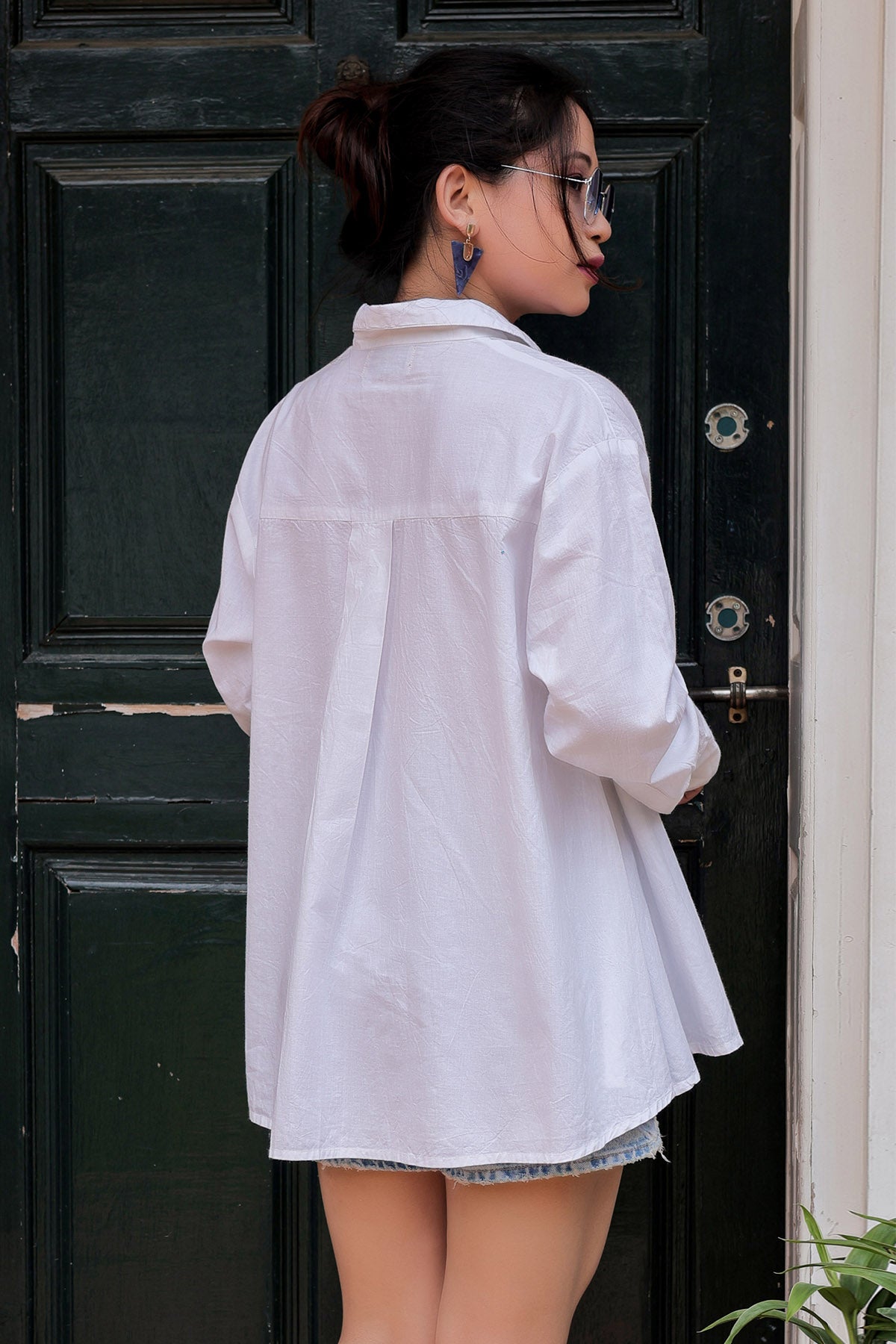 White Thread Embroidered Shirt
