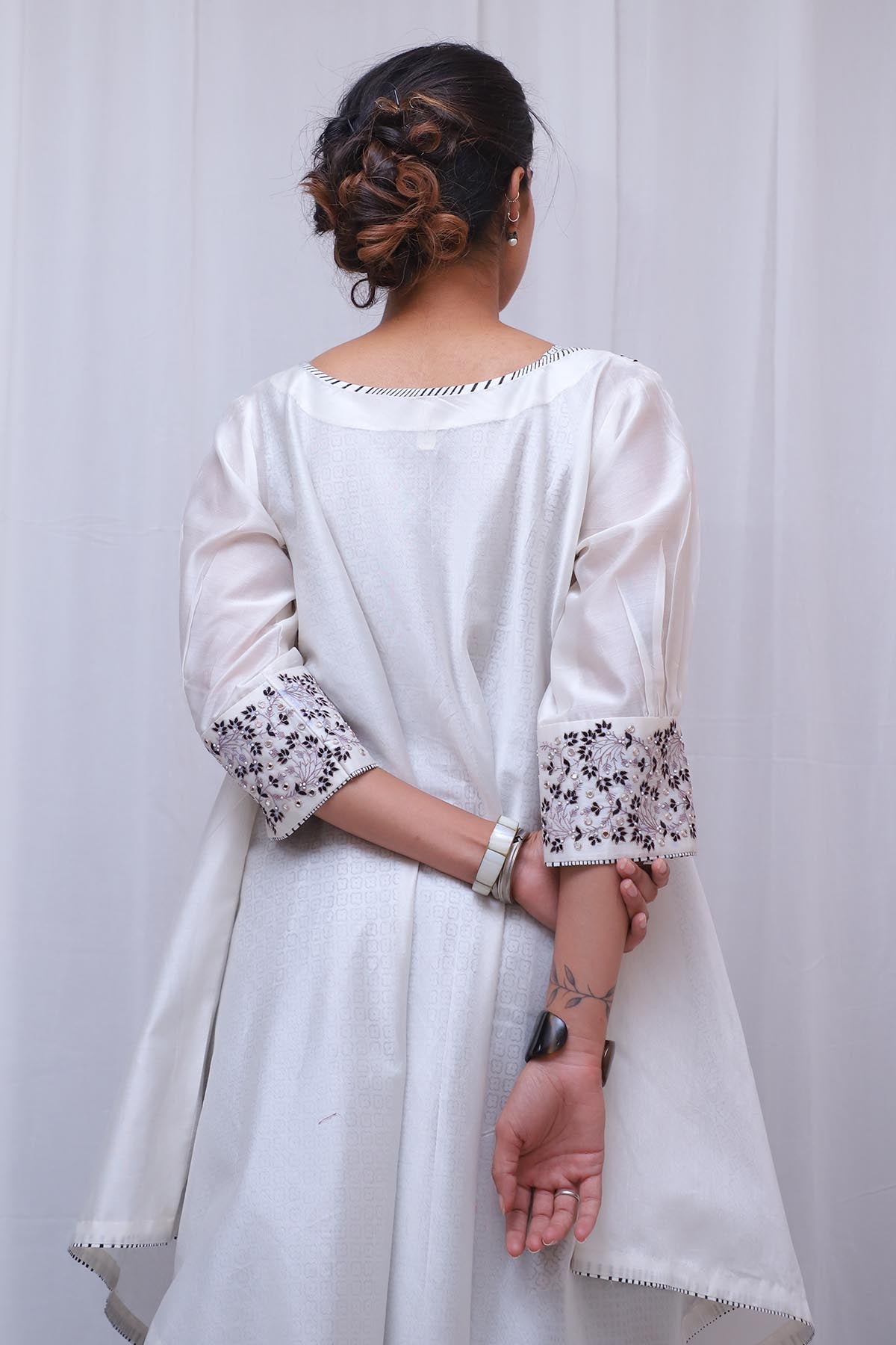 White Thread Work Kurta & Pants
