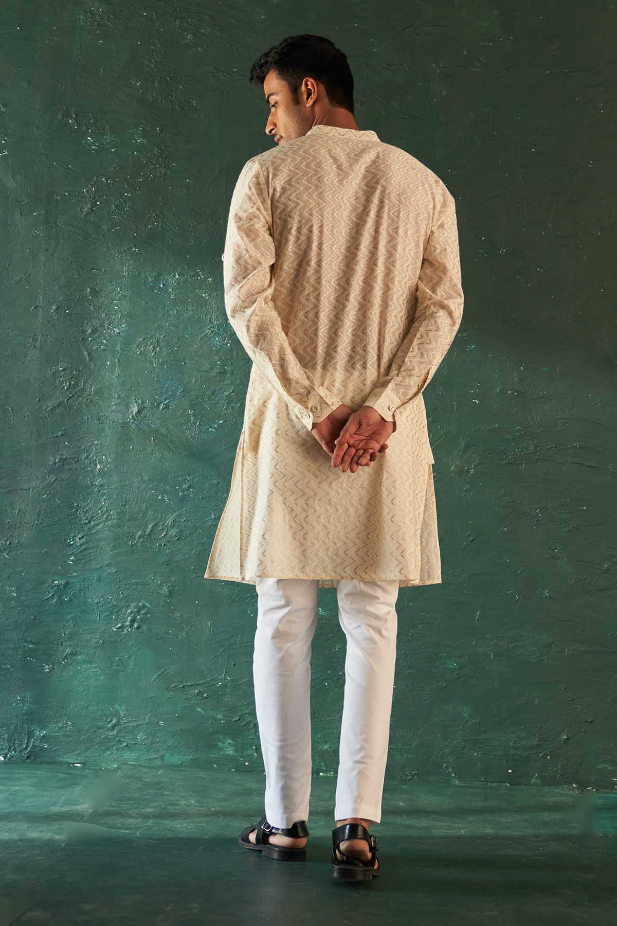 White Thread Work Kurta Set