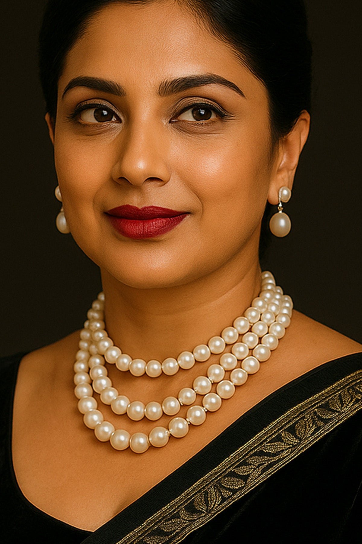 Buy White Three Line Necklace Set for women by J Pearls online available at scrollnshops