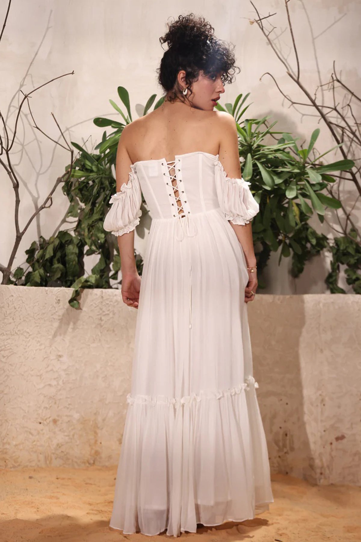 White Tiered Frill Maxi Dress