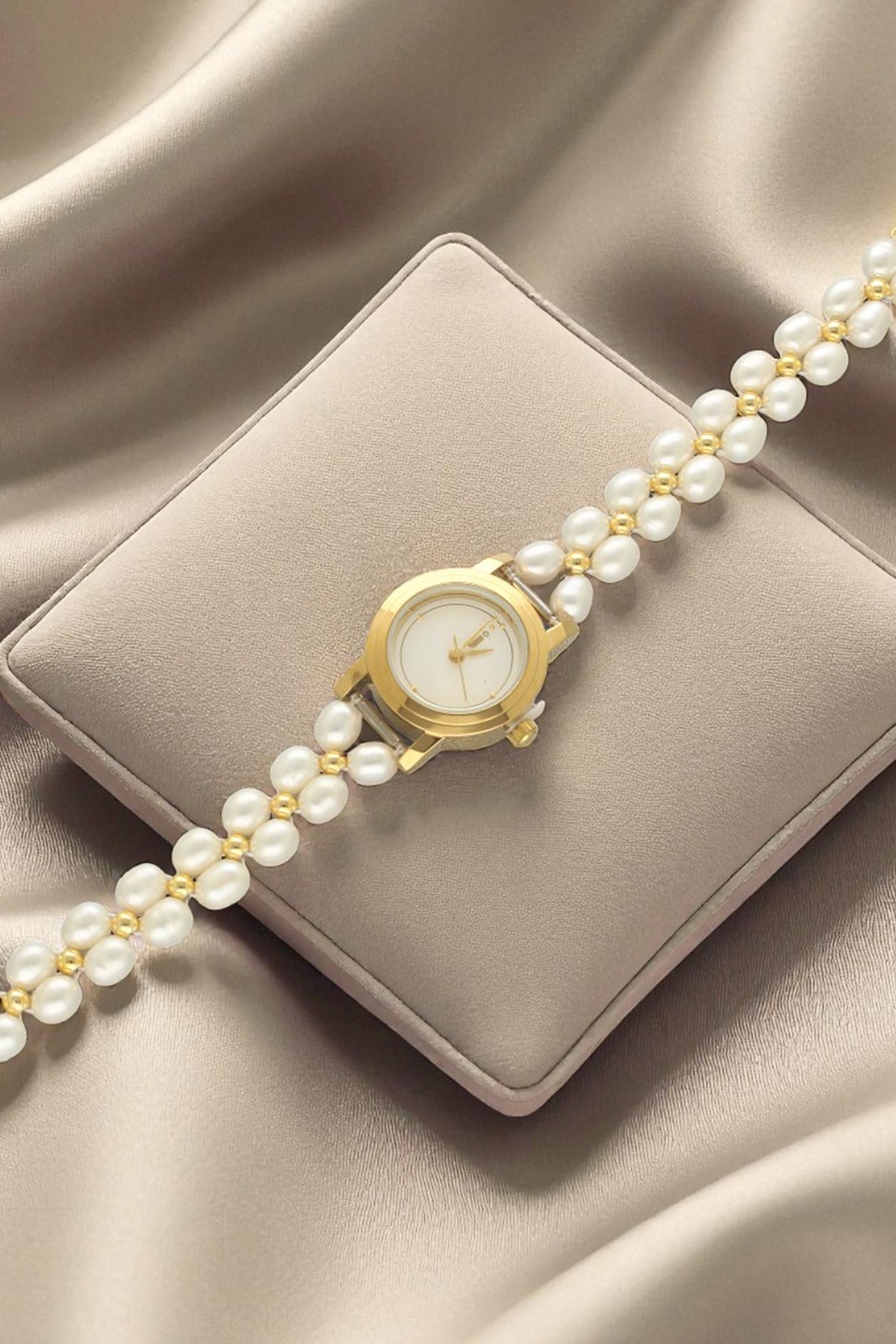 Buy White Two Line Oval Pearl Watch for women by J Pearls online available at scrollnshops