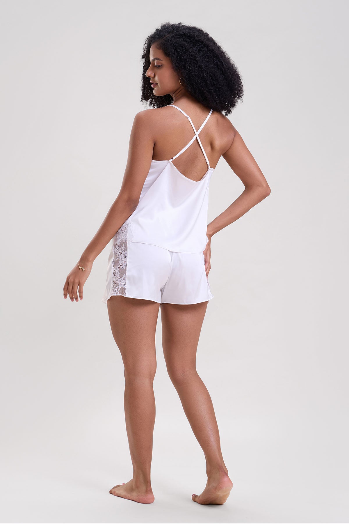 White V-Neck Cami Top & Shorts