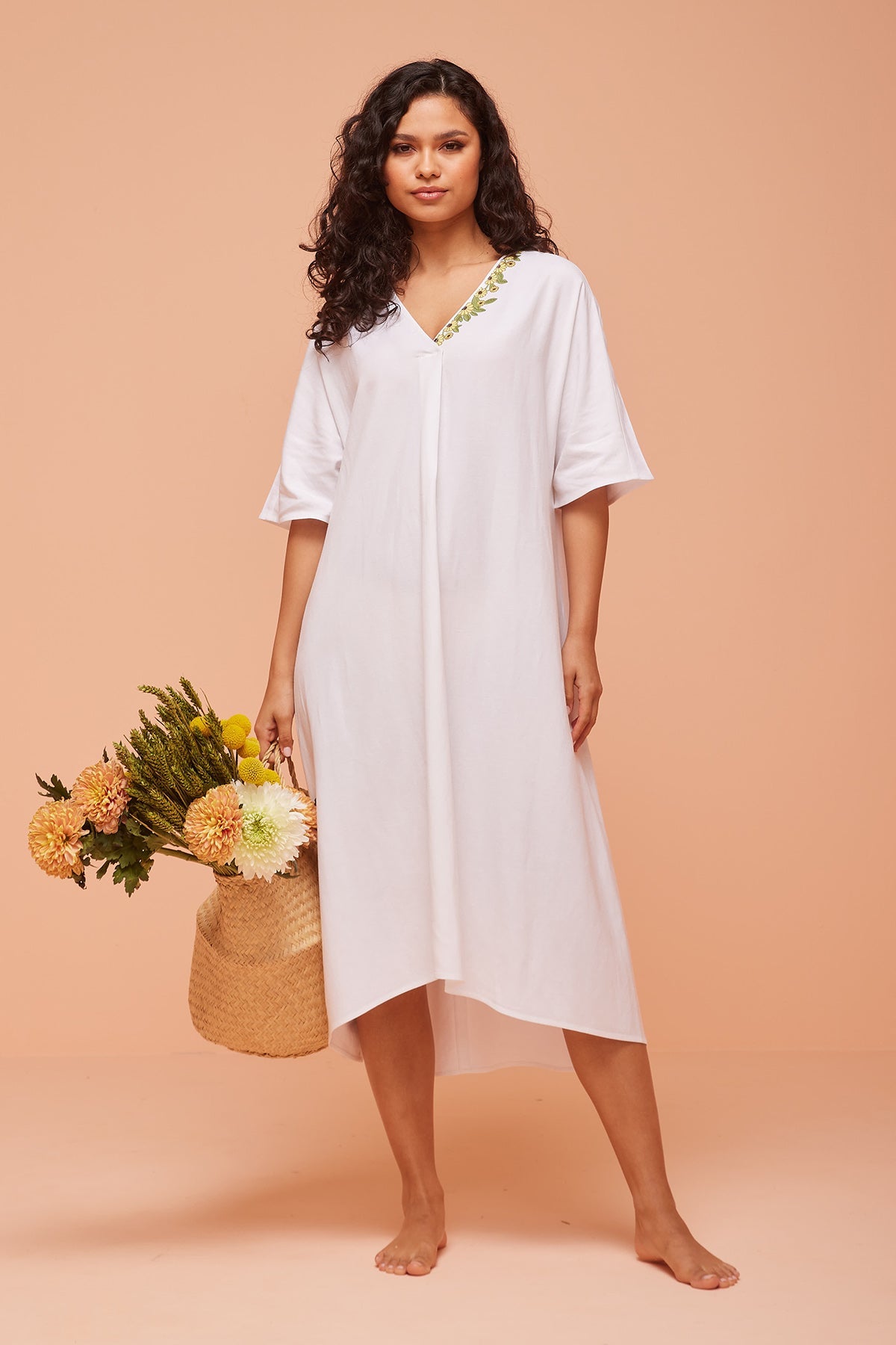 Buy White V-Neck Oversized Dress by Ashita Fernandes for Women online at ScrollnShops