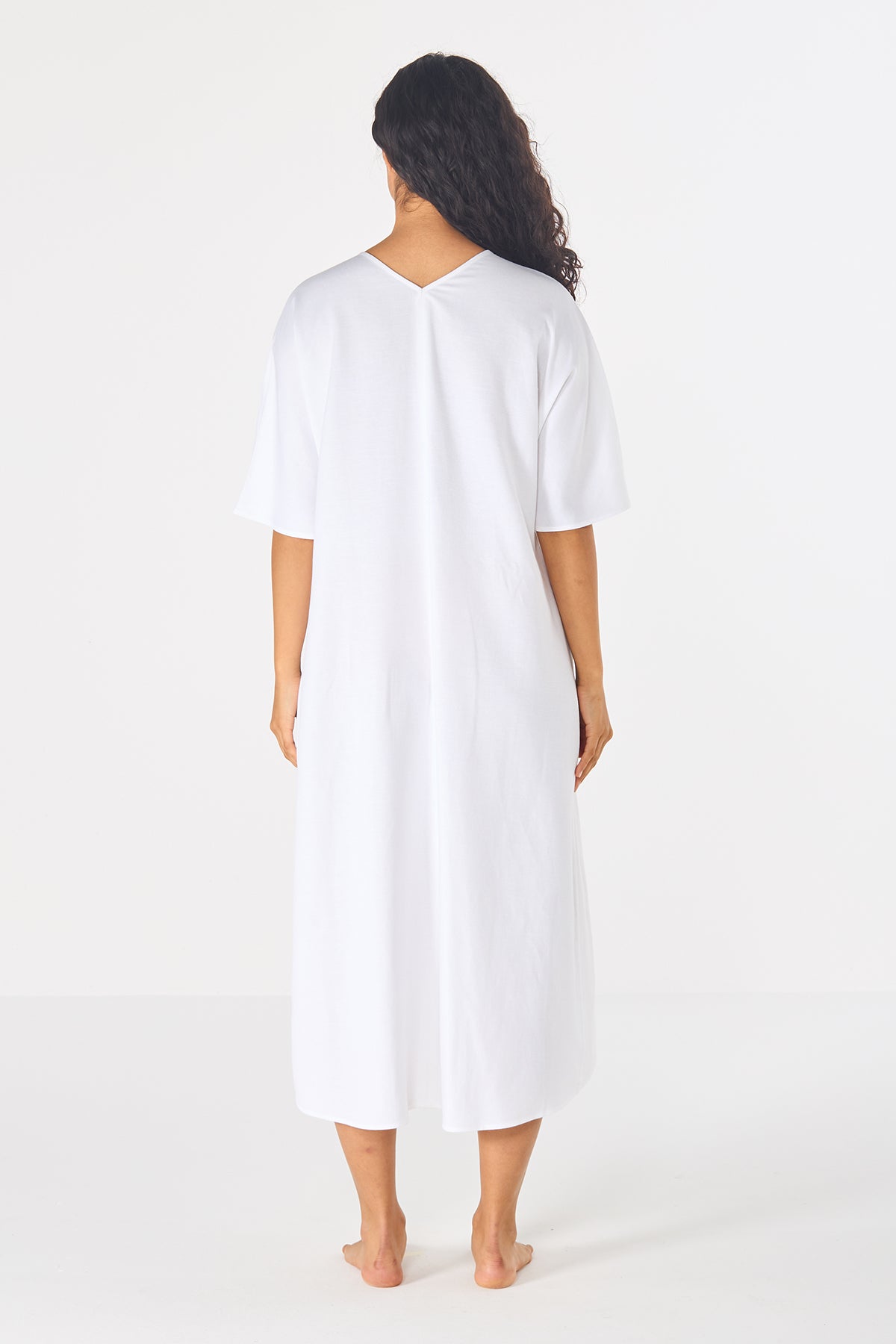 White V-Neck Oversized Dress